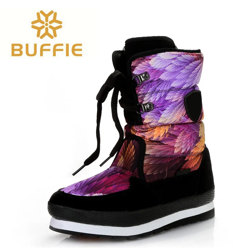 Водонепроницаемые зимние теплые ботинки; женские зимние ботинки; яркие красивые модные женские ботинки без застежки; брендовая черная обувь на меху со шнуровкой; Лидер продаж; большие размеры - Цвет: M938colourful
