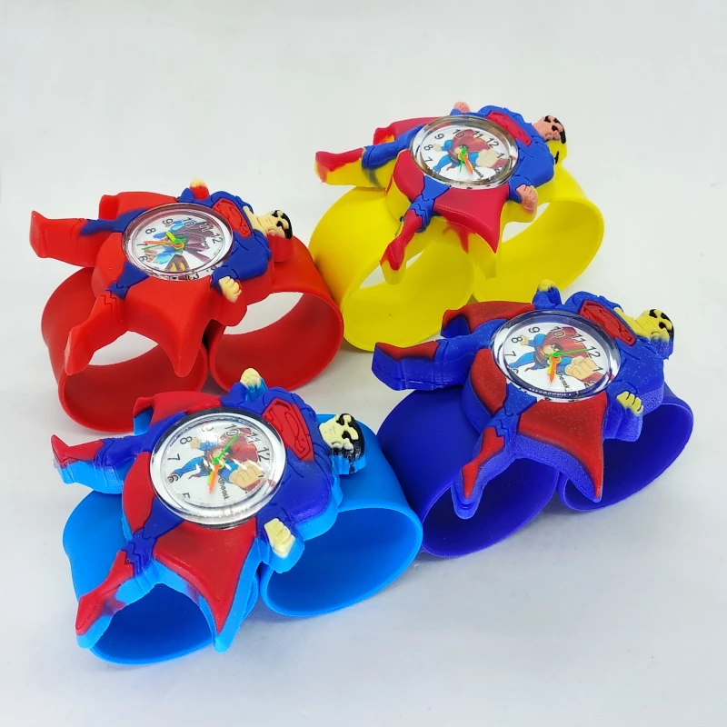 4D Супермен Детские модные часы кварцевые наручные часы водонепроницаемые желе детские часы для мальчиков и девочек студенческие часы Relogio kol saati