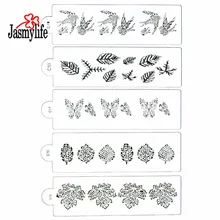 5 шт. листья трафареты для торта, помадка форма для торта декоративный трафарет бабочка птица шаблон форма для печенья кекс кофе инструменты для выпечки