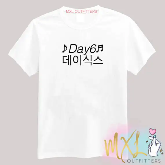 

OKOUFEN Day6 hangul Kpop T-shirt Letter print Funny Tee Fashion Hipster t shirt Unisex High Quality summer crewneck Lady Outfits