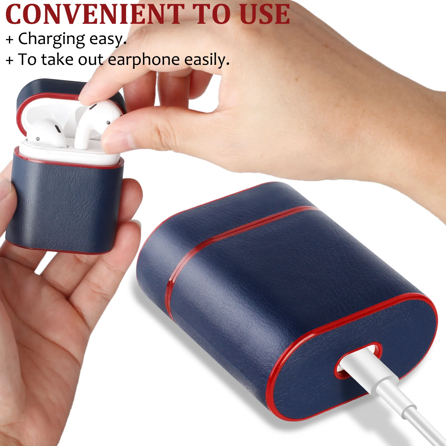 Headphone Case Cover for Apple AirPods Charging Protective Bluetooth wireless Headphone bag Genuine Leather Earphone Cases Boxes