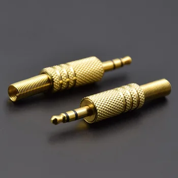 

2pcs Gold Plated Metal 3.5mm 1/8" Audio Video Jack Plug Connector 4PIN Way Pole Connector 3.5 Male Audio Adapter Connector