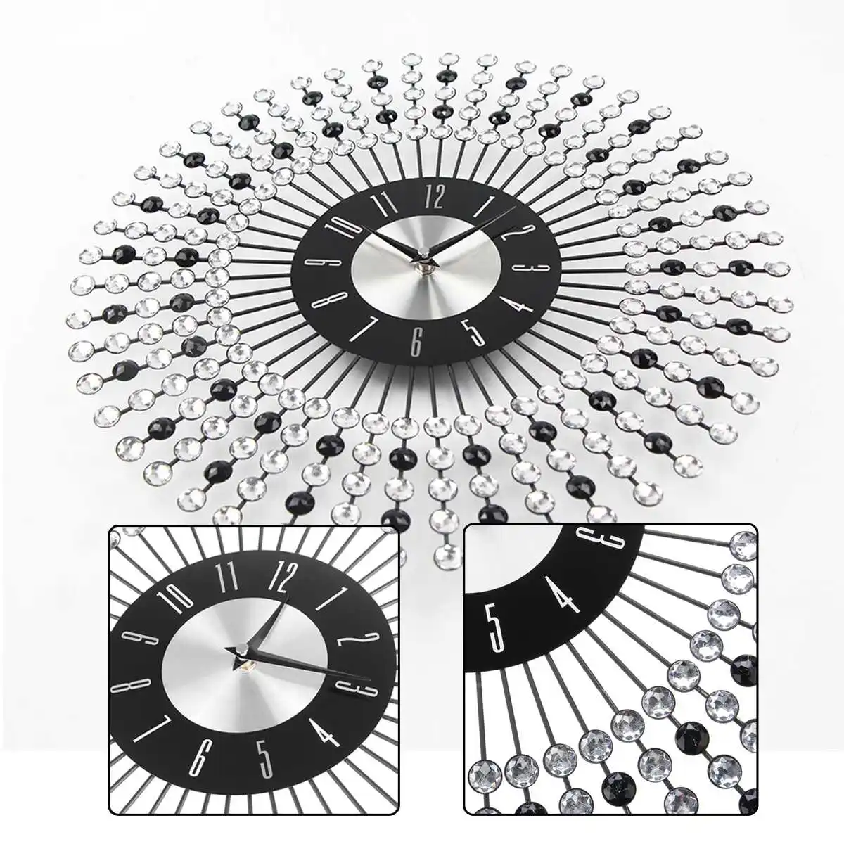 43 см винтажные хрустальные солнечные настенные часы Роскошные Алмазные большие современные настенные часы Da Parete часы дизайн домашний декор Wandklok