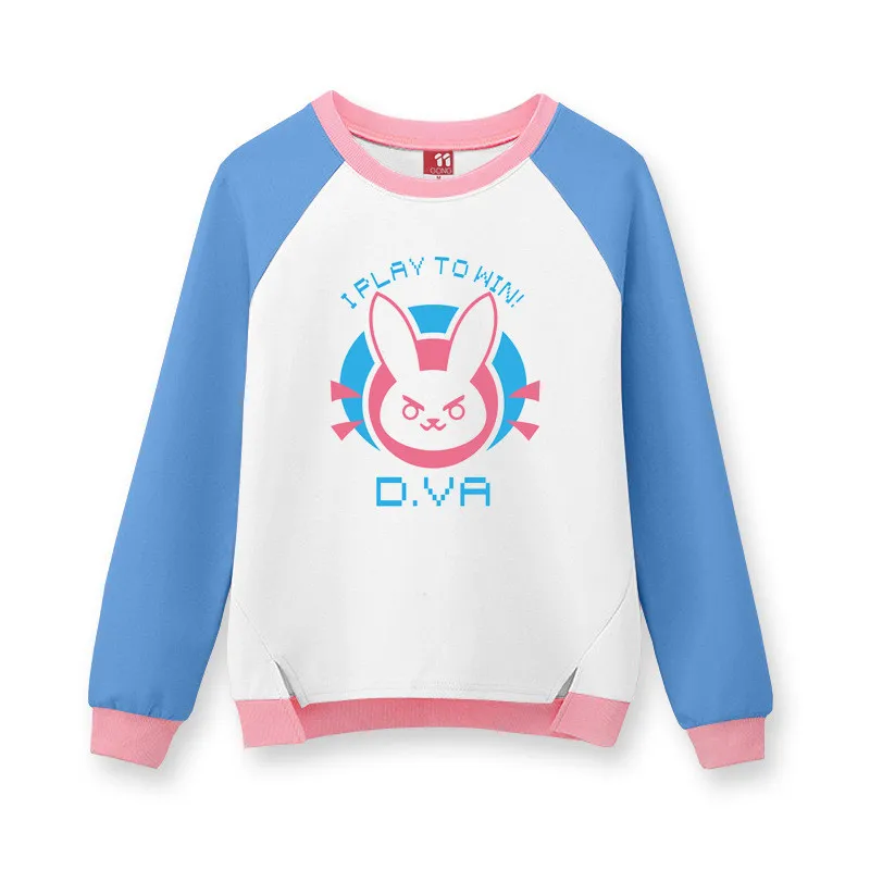 Пуловер для косплея OW D. Va, толстовки и свитшоты, хлопковый топ с принтом, модная и красивая одежда - Цвет: Синий