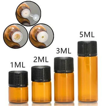 

1Pcs 3ml/5ml Glass Amber Small Essential oil Aromatherapy Bottles Brown Samples Trial Vials Travel Refillable Containers