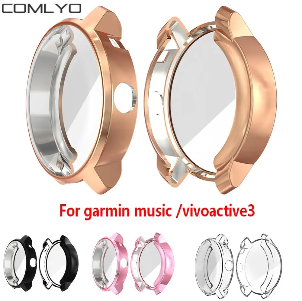 

Ultra-thin Plating TPU Protection Case Shell for Garmin Vivoactive 3 Band Silicone Cover For garmin music /vivoactive 3 case