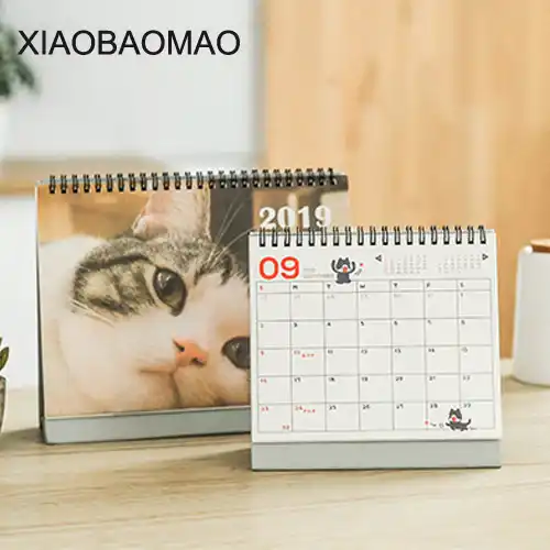 Новый год 2019 планировщик Kawaii котенок кошка настольная органайзер для календаря