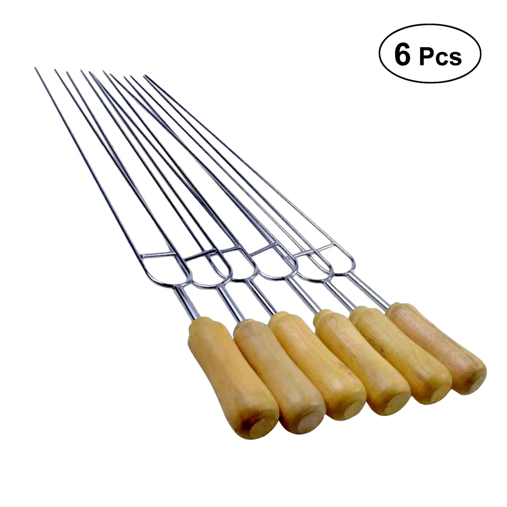 

6pcs Barbecue U-forks Eco-friendly Ergonomic U Shape Fork Corn Holder BBQ Fork Grill Fork for Outdoor Picnic Camping Cooking