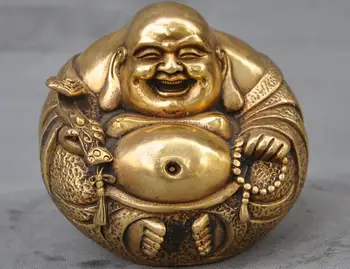 

marked china Buddhism temple brass Ruyi happy Maitreya Buddha lucky statue