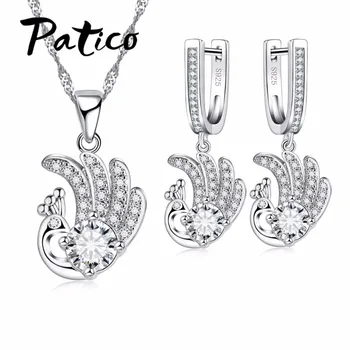

Fashion Vintage Design 925 Sterling Silver Jewelry For Women Jewelry Set Peacock Pendant Necklace Wedding AnniversaryGift