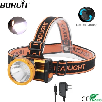 

BORUiT 3030 SMD LED Headlamp Stepless Dimming 50W Headlight Built-in 1200mA Battery Flashlight Camping Hunting Head Torch
