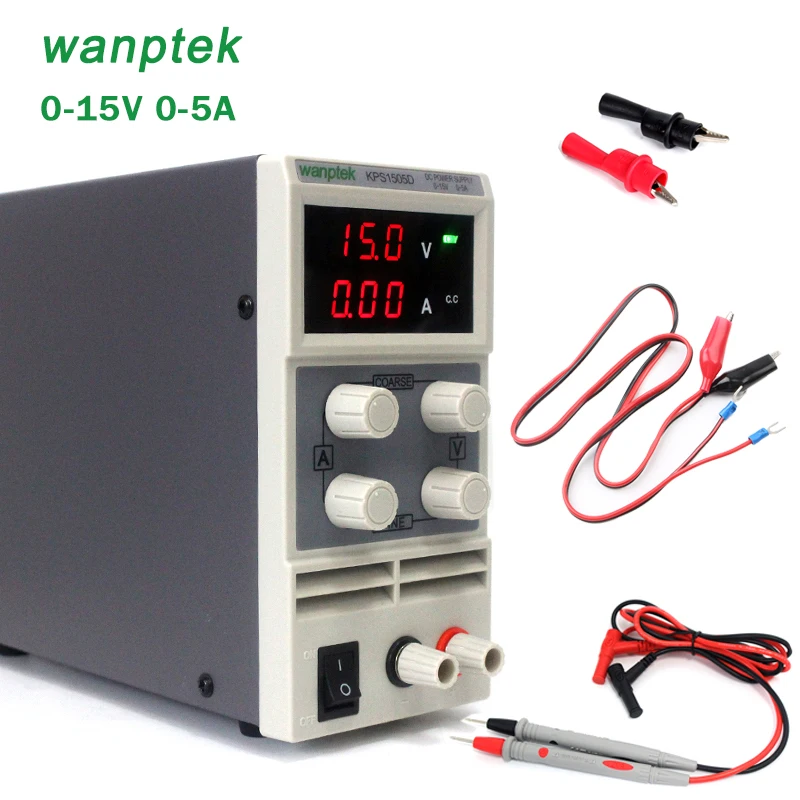 

KPS1505D Adjustable High precision double LED display switch DC Power Supply protection function 15V 5A 110V-220V EU plug