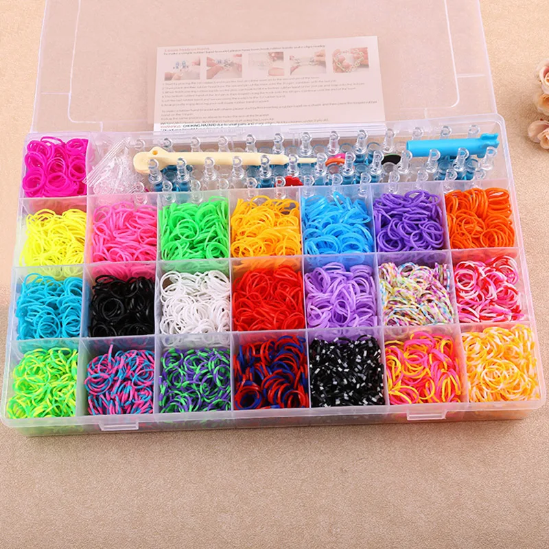

5400pcs Set van Rubber Armbanden Plastic Draagbare Kleurrijke Educatief Creatieve Loom Armbanden Bands Kit voor Spelen