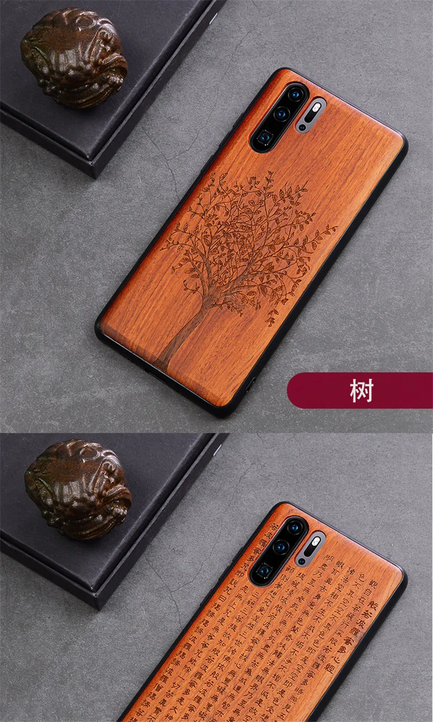 Huawei P30 Pro Case Boogic Original Real Wood funda P30 Pro Rosewood TPU Shockproof Back Cover Phone Shell Huawei P30 case (10)