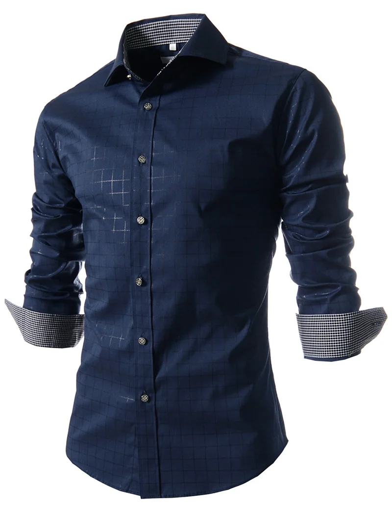 Moda Para Hombre Slim Fit Camisa de Celosía Camisa Coreana de Algodón Camisas de Manga Larga Negocios Camisa de Manga Larga 5039|fit shirt|men slim fit shirtslim - AliExpress