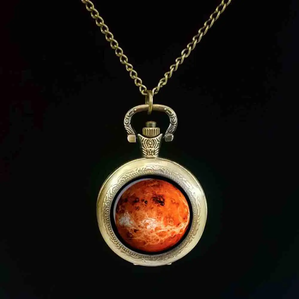 

Retro Planets Earth Mars Jupiter Neptune Mercury Glass Cabochon pocket watch Black Choker pocket watch Man Woman Jewelry Gift