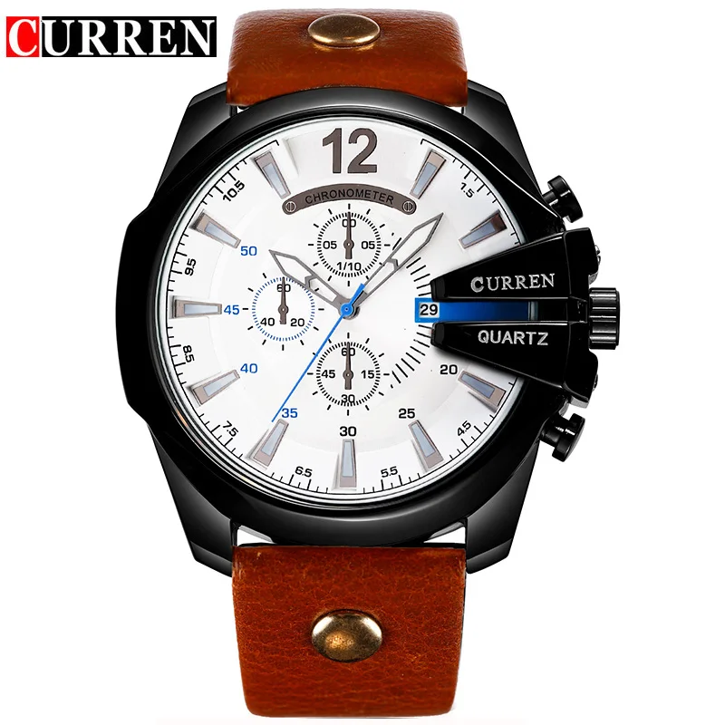 Relogio masculino Curren Мужчины часы Топ Роскошные популярный бренд человек кварцевые часы золотые часы Мужские часы 8176 - Цвет: black white