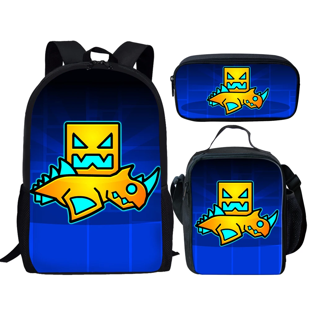

Geometry Dash Printing Cartoon School Bags for Girls Kids Backpack Child Schoolbag Set Children Bookbag for Student