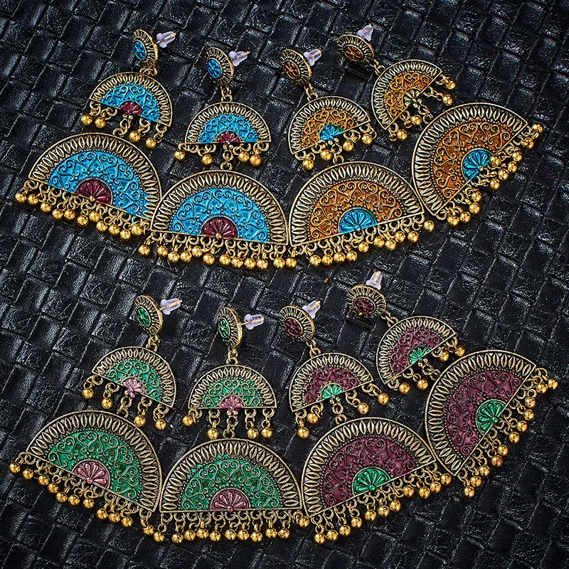 MISANANRYNE этнические женские большие золотые висячие серьги Jhumka индийские