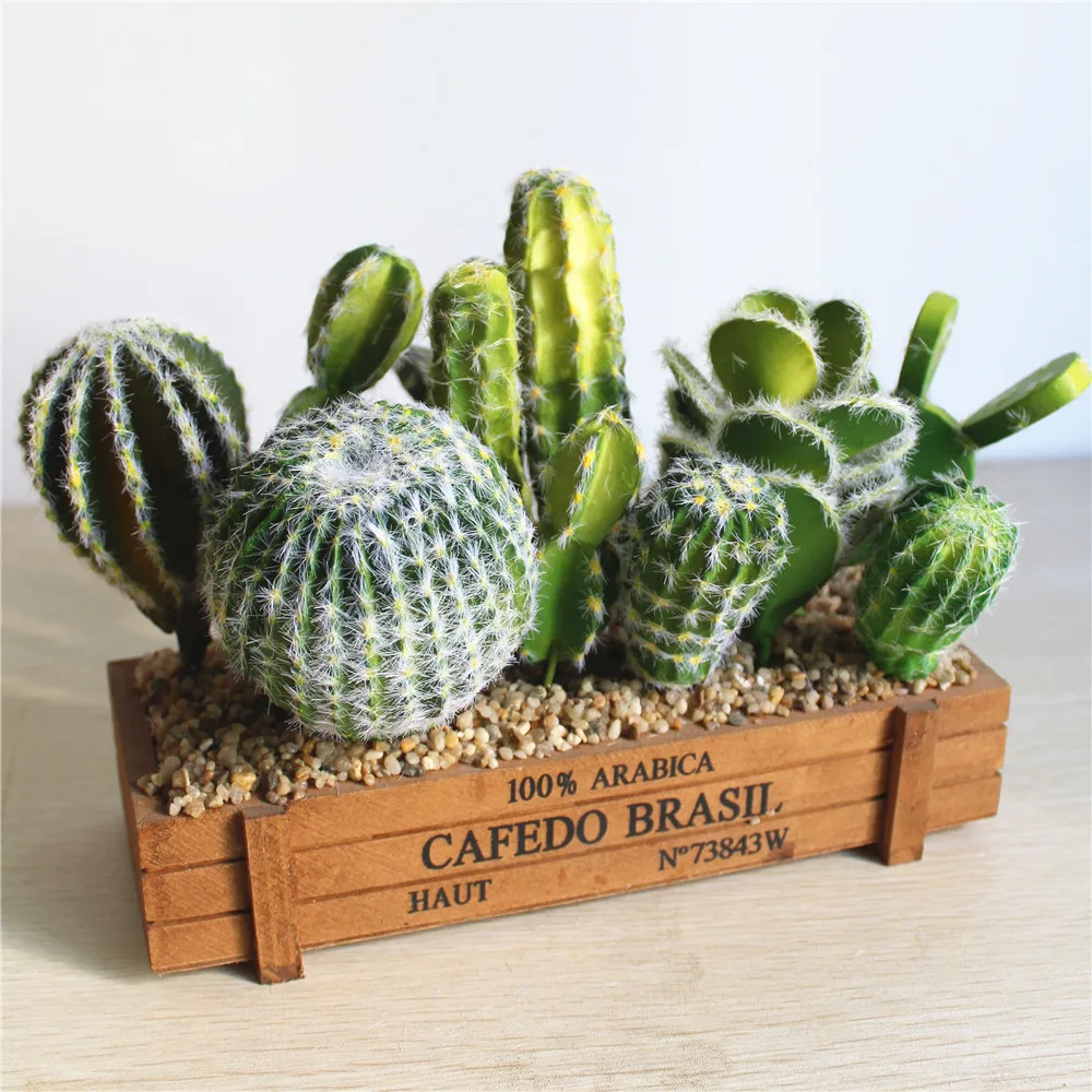 

Cheap Artificial Cactus Plant for Garden Decor Fake Succulents Plants Miniature Bonsai Office Blumen for Wedding Party Home DIY