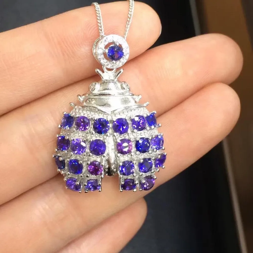 

Collier Collares Qi Xuan_Blue Stone Fashion Pendant Necklace_Real Blue Necklace_Quality Guaranteed_Manufacturer Directly Sales
