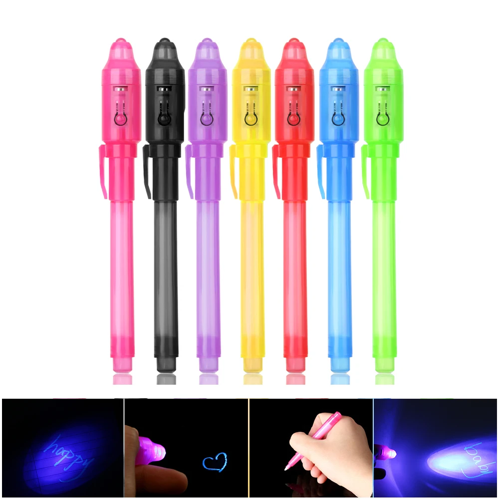 

Random Color!! Drawing Magic Check Money Invisible Ink Pen Black Light Combo Creative Highlighters Stationery Tool