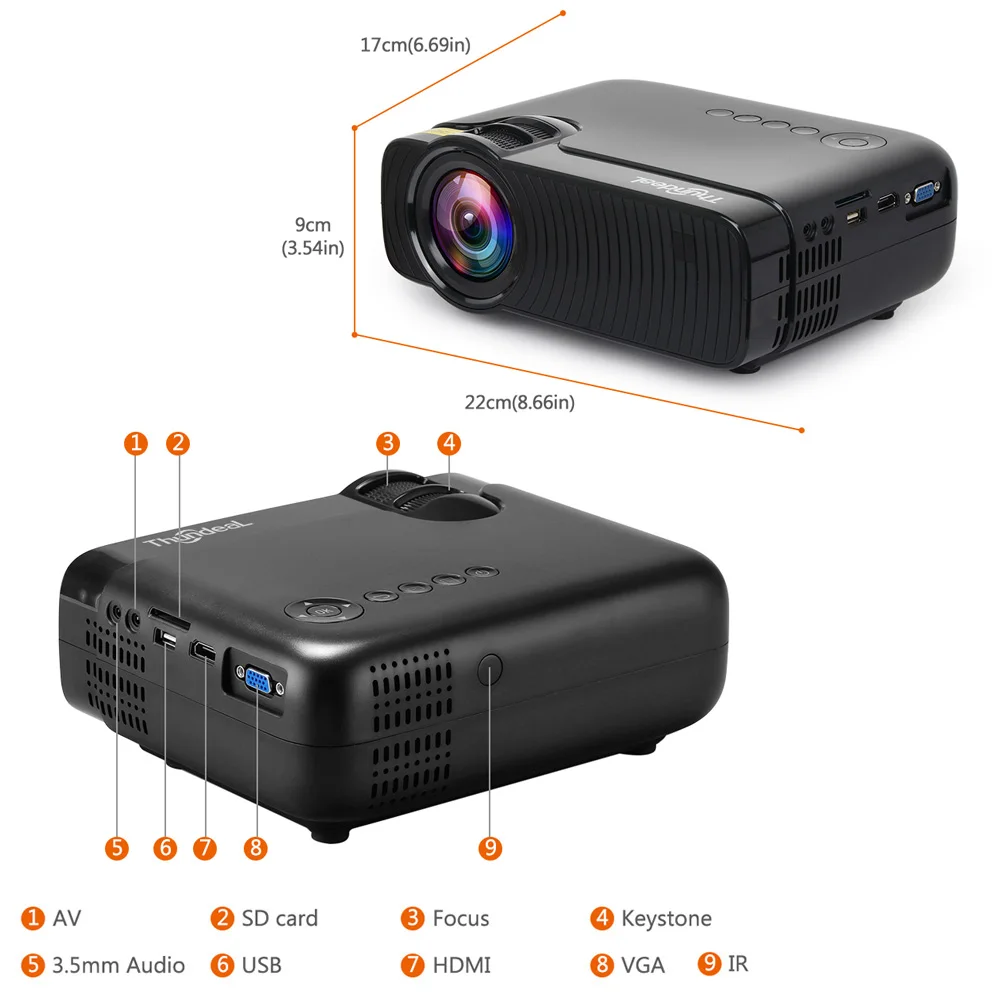 ThundeaL TD30 ماكس العارض 1280*720 اختياري الروبوت 6.0 WiFi بلوتوث 4 K مصغرة جهاز عرض (بروجكتور) ليد 2400 لومينز الفيديو 3D HD Proyector