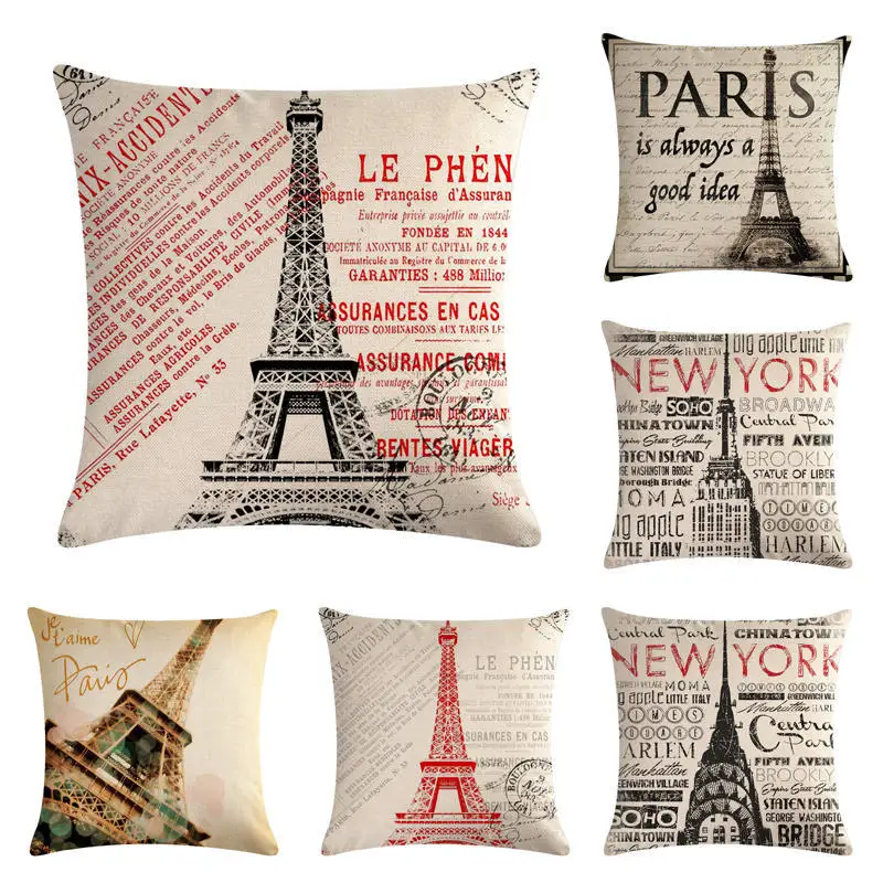 Famous world's Building Print Cushion Covers 45*45cm Tulip Design Gifts Home Bedroom Couch Decoration Pillowcase | Дом и сад