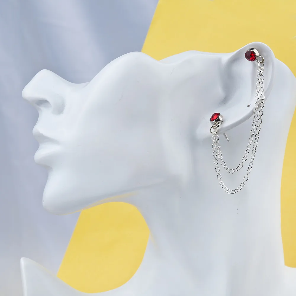 Doreen Box Ear Post Double Ear Piercing Stud Earrings Created Clear Red