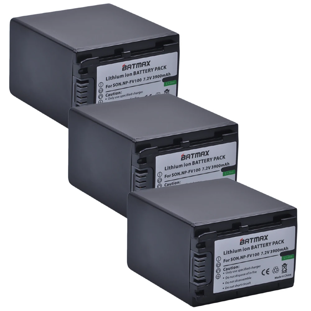 Аккумулятор Batmax для камеры Sony 3 шт. перезаряжаемый аккумулятор NP FV100 NPFV100 NP-FV100 SX15 HC9