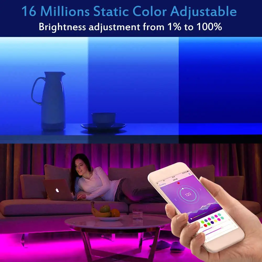 Bluetooth sem Fio Controle de Telefone Luz de Tira Luz Conduzida da Tira Rgb Inteligente Tiras Ip65 Neon Flexível à Prova d' Água Fita Fita Diodo 8 Bluetooth sem fio Luz Conduzida da tira