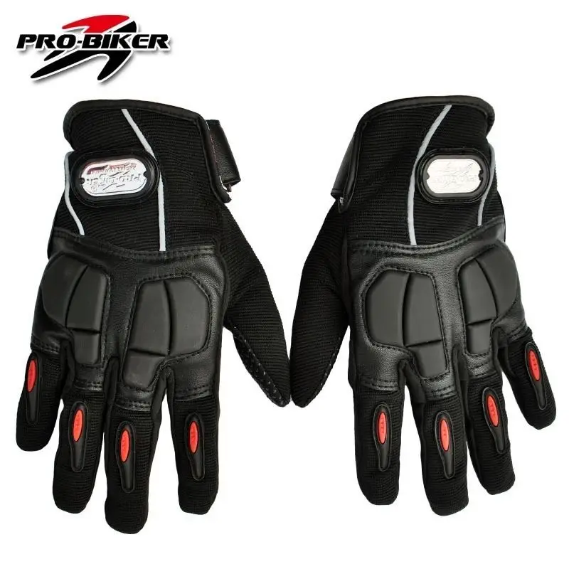 PRO-BIKER Racing Gloves Motorcycle leather&Lycra gloves Bike full finger Protective gear Racing Glove