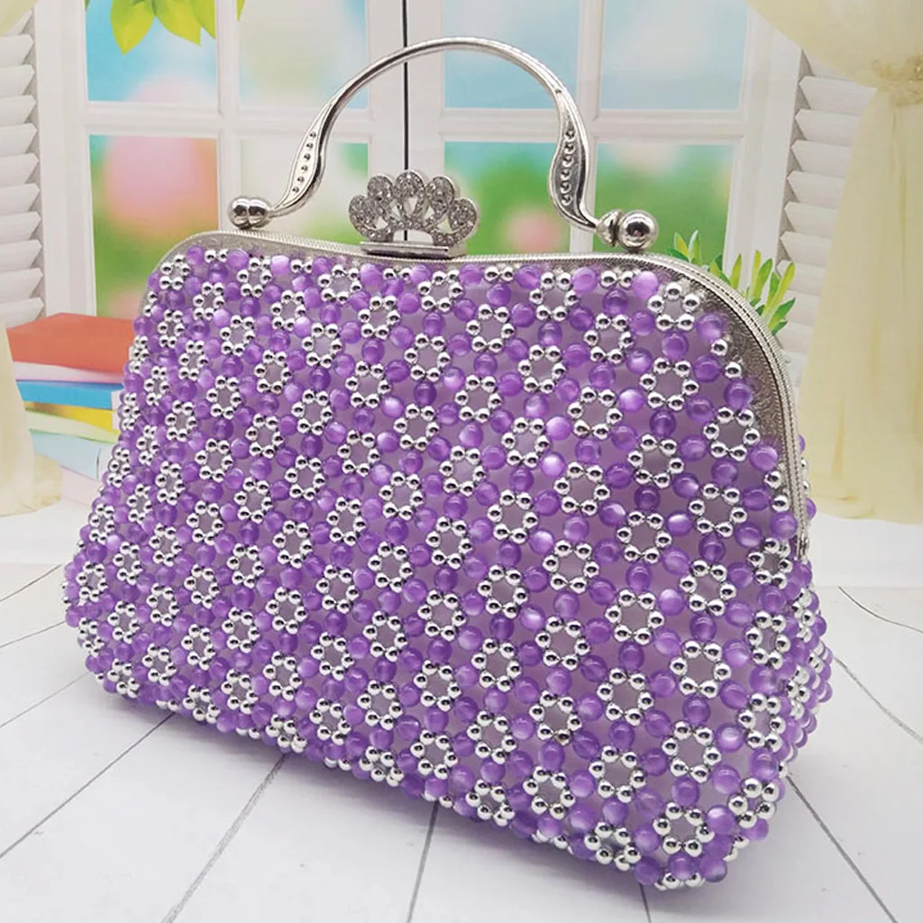 DIY Art& Crafts Flower Beaded Bag Kit Bead Handbag Making Supplies with Tools and Tutorial With Metal Purse Bag Frame