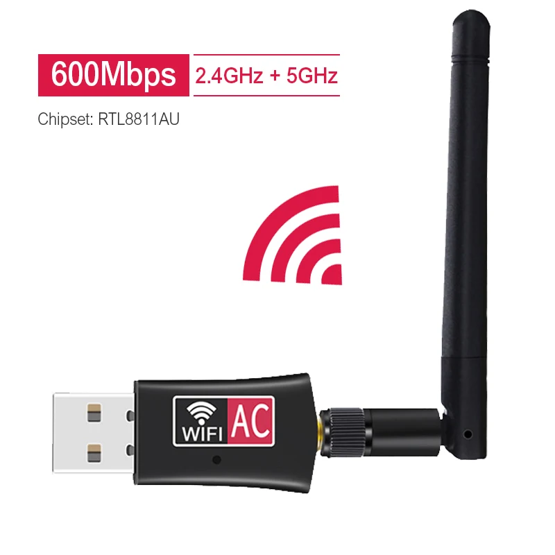Беспроводной USB wifi адаптер AC600 Двухдиапазонный 600 Мбит/с 2,4 ГГц 5 ГГц WiFi с антенной ПК компьютер сетевая карта приемник 802.11b/n/g/ac