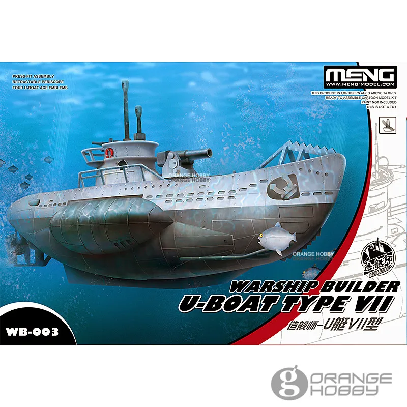 Meng WB003 Q версия U-Boat Тип VII подводная лодка военный корабль Buider сборочные модели строительные комплекты