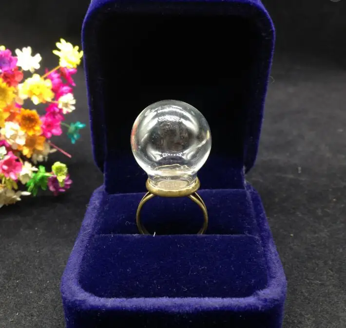 

20pcs 20*12mm round ball Glass globe vial glass globe dome cover with ring setting DIY vial pendant glass bubble adjusted ring