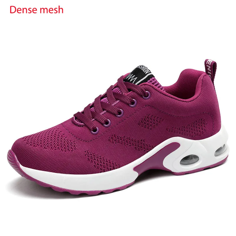 four season purple Модные женские легкие кроссовки, обувь для бега, уличная спортивная обувь, дышащая сетка, удобная обувь для бега, на воздушной подушке, на шнуровке - Цвет: four season purple