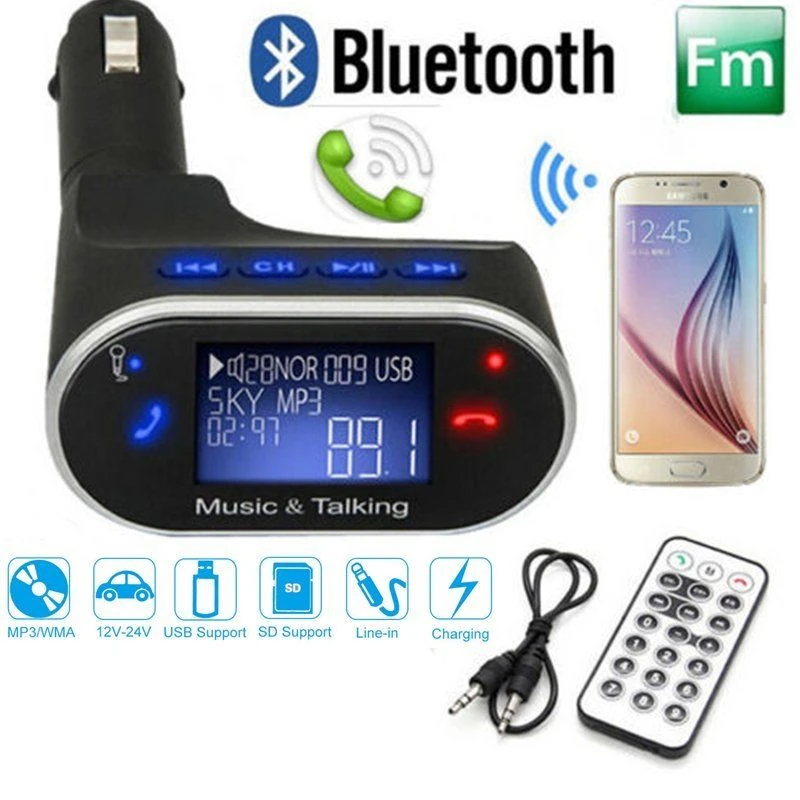 Bluetooth Wireless FM Transmitter MP3 Player Freisprechanlage USB TF SD Remote