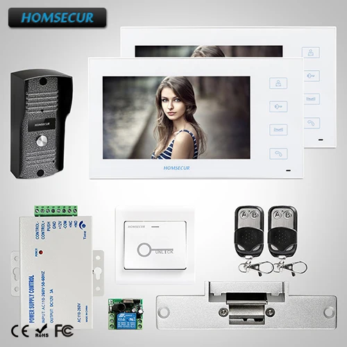 

HOMSECUR 7" Wired Video&Audio Home Intercom Electric Lock Supported :TC031 +TM704-W