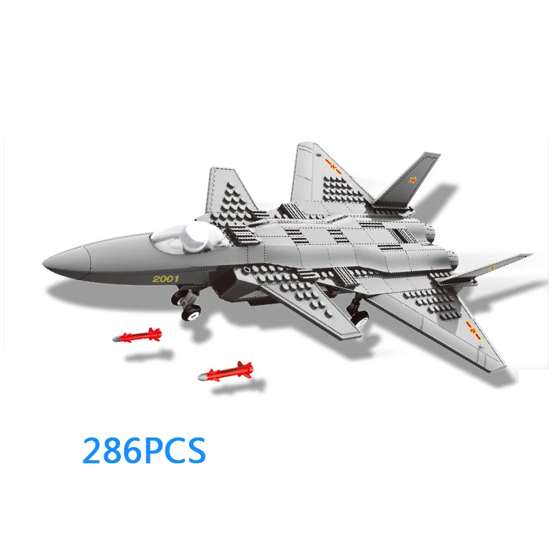

Hot 1:50 scale J20 Fire Fang fighter modern military weapons building block air force figures model bricks toys for kids gifts