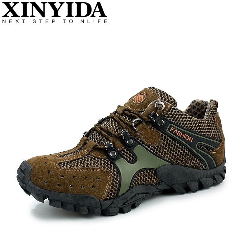 

New Outdoor Breathable Air Mesh Shoes Men Lace-up Lightweight Walking Shoes Man Wade Aqua Water Antiskid Non-slip Trekking Shoes