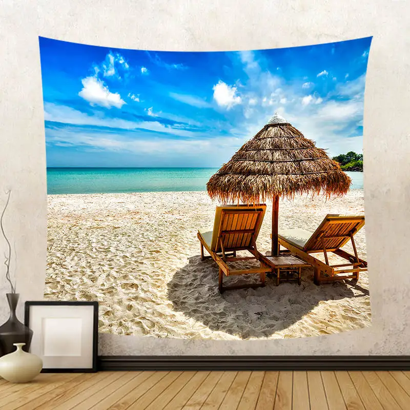 Красивый вид на море пляжное кресло настенный гобелен зонтик шезлонг пляжное полотенце красивый Небесно-Голубой, морского цвета коврик для йоги украшения дома