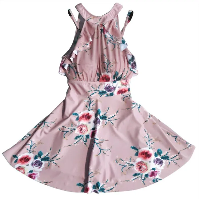 

2019 ladies print high waist waist slim Open shoulder ruffled one-piece swimsuit halter high collar swimsuit swimsuit beachwear