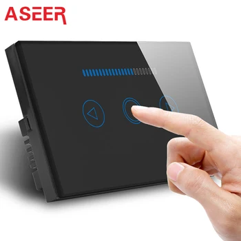 

ASEER,AU/US Standard Luxury Black 1 Gang Wall Switch Dimmer,Waterproof Glass Panel Light Dimmer Switch 600W 1Way,6A,110~240V