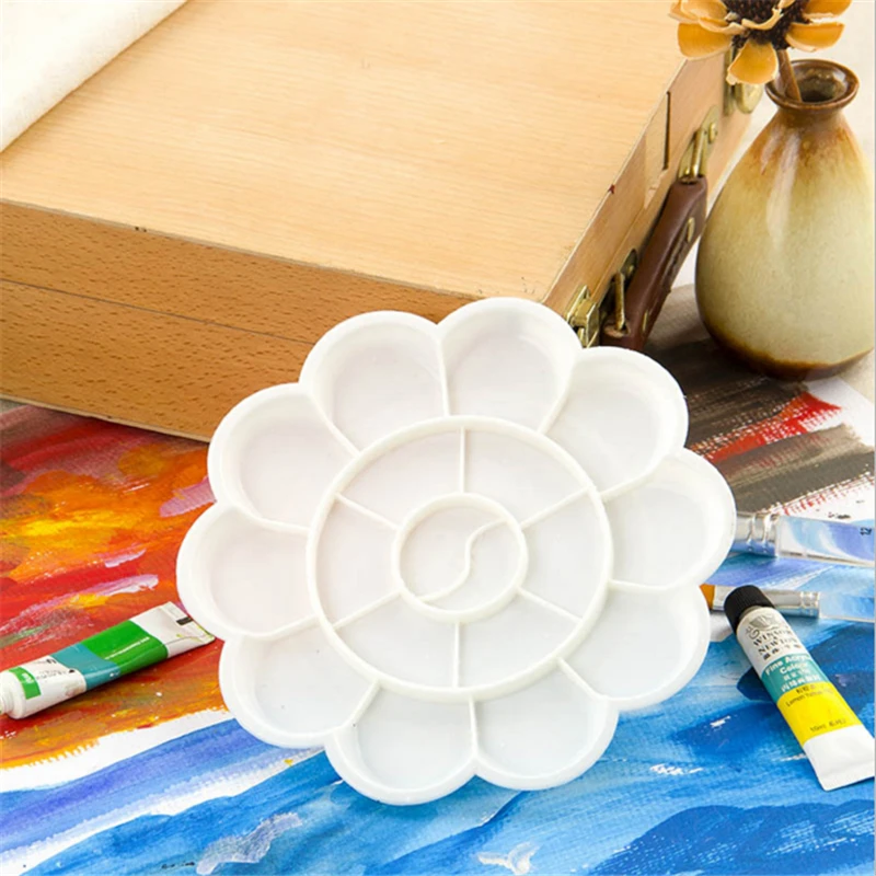 Classic Plum blossom Watercolor Paint Color Mixing Palette Plate Disk Painting Tool Supplies