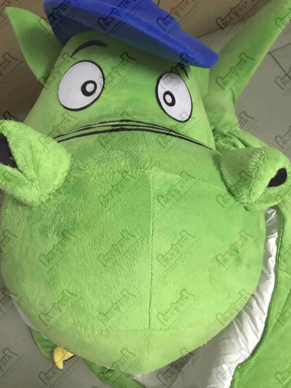 Putih T Shirt Kartun Hijau Topi Dinosaurus Maskot Kostum Naga Maskot