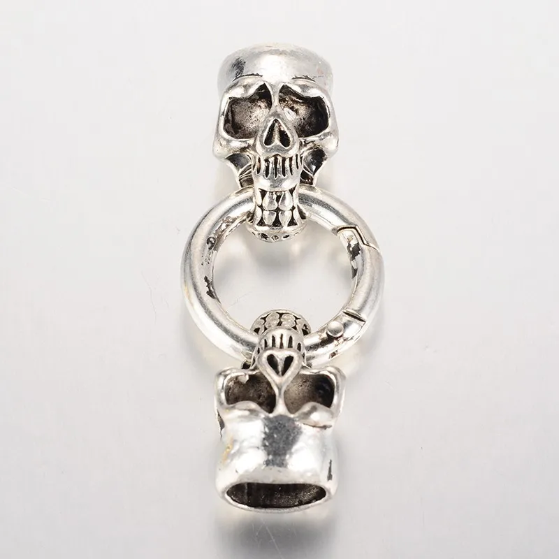 

10pcs Antique Silver Gunmetal Skull Brass Spring Gate Rings O Rings Calsps for Jewelry Making DIY Bracelet Necklace 58mm