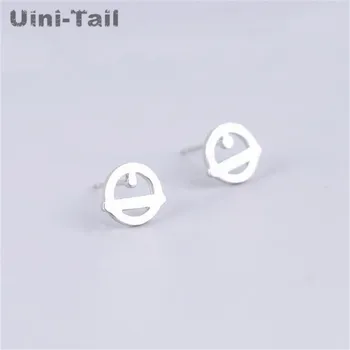 

Uini-Tail Hot New 925 Sterling Silver Doraemon Bell Stud Earrings Cute Fashion Little Ding Dong Machine Cat Bell Jewelry