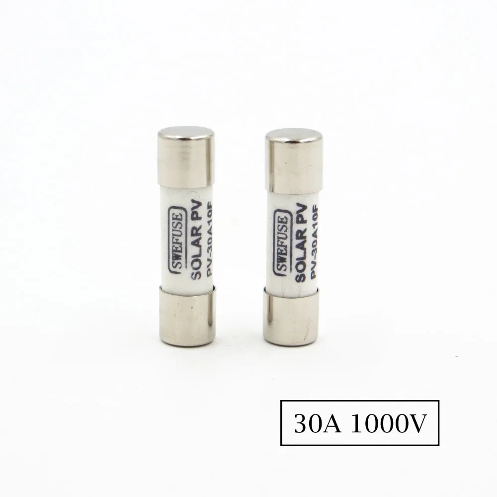 

2pcs x 30A 1000V 10*38mm PV Solar panel Protect Fuse Metal Alloys for DIY Solar Power Kits System Protection Photovoltaics