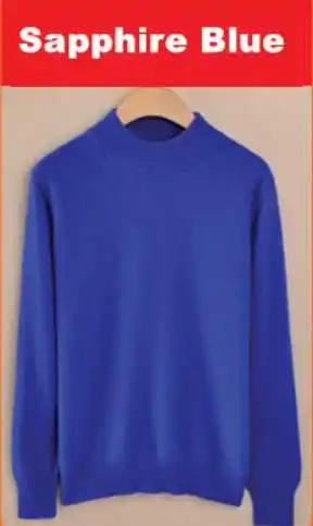 Высококачественный мягкий кашемировый женский свитер, дизайн, утепленная водолазка, тонкий базовый Женский пуловер, 15 однотонных цветов размера плюс - Цвет: sapphire blue